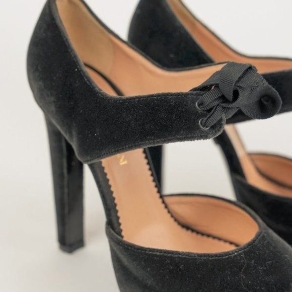 Emporio Armani Velvet Peep Toe Mary Jane Pumps - Picture 7 of 7